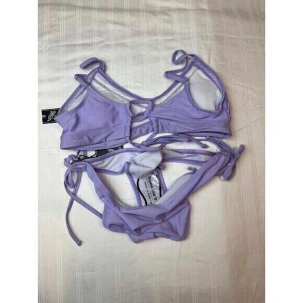 Go coco Lavender Cheeky Crochet Detailing 2 Piece Bikini Size M - Picture 7 of 7
